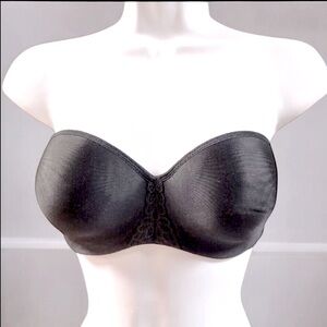 Vintage WACOAL Full Figure Bodyseude Strapless Underwire Black Bra Plus Size 40C